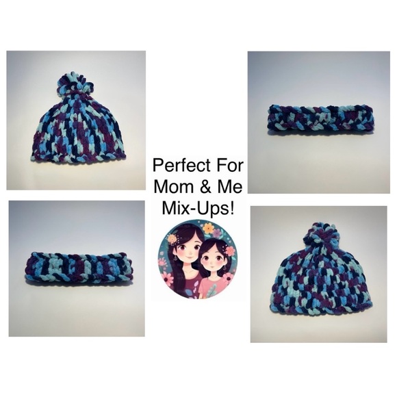 Handmade Kid’s Super Soft & Cozy Winter Headband/Ear Wrap - Purple & Blue - Picture 9 of 9